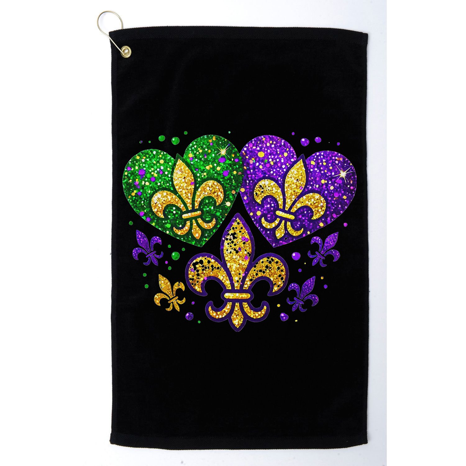 Mardi Gras Heart Fleur De Lis Symbol Carnival Women Golf Towel