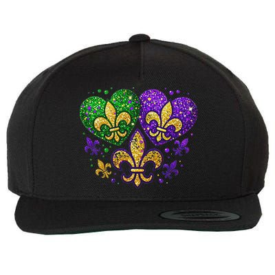 Mardi Gras Heart Fleur De Lis Symbol Carnival Women Wool Snapback Cap