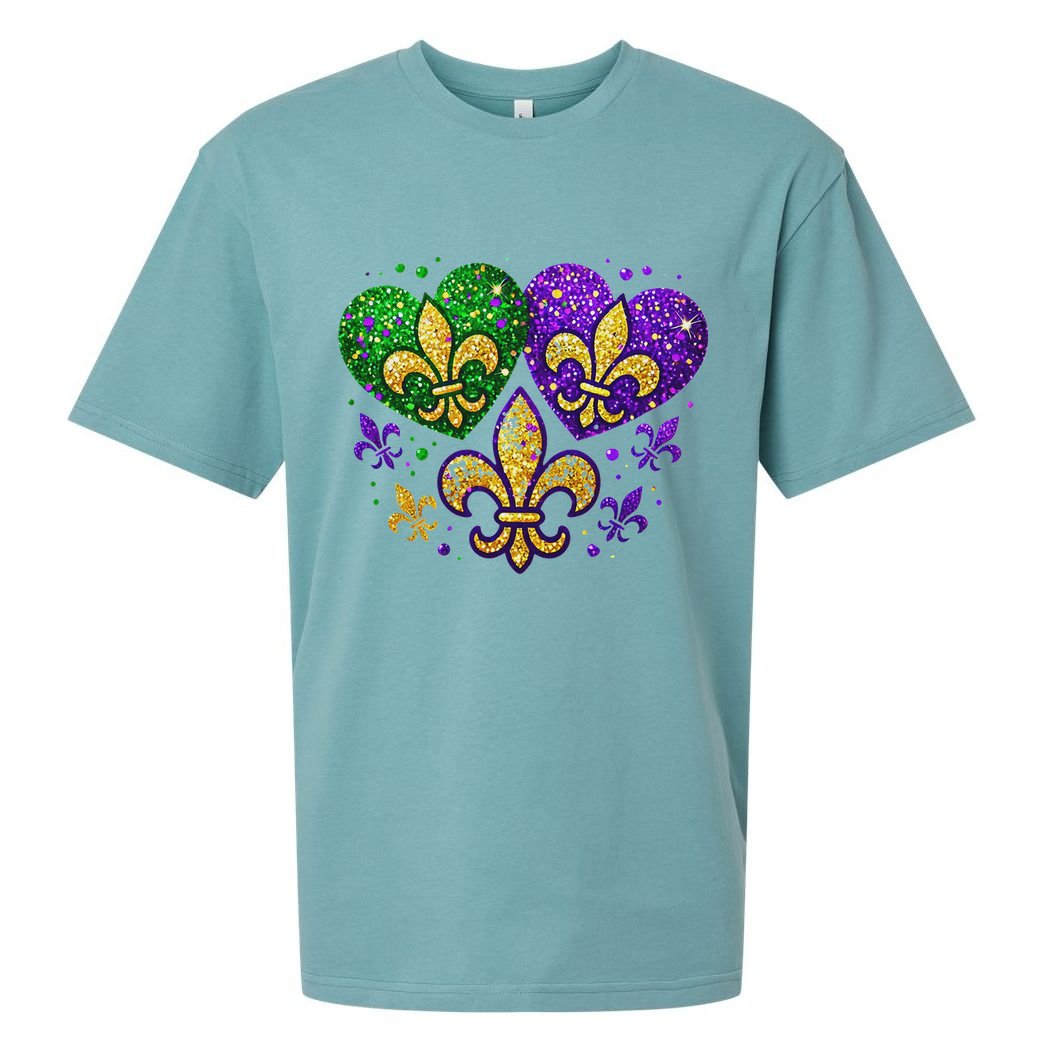 Mardi Gras Heart Fleur De Lis Symbol Carnival Women Sueded Cloud Jersey T-Shirt