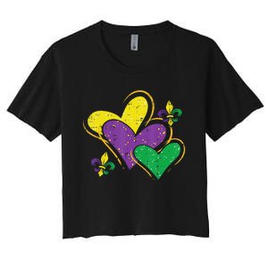 Mardi Gras Hearts Cute Outfit funny festival Women's Crop Top Tee