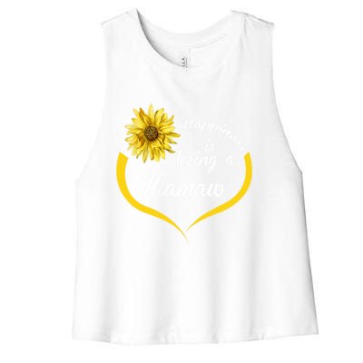 Mamaw Gift: Happiness Is Being A Mamaw Funny Gift Women's Racerback Cropped Tank