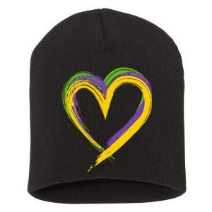 Mardi Gras Hearts Cute Funny Love Mardi Gras Festival Heart Short Acrylic Beanie