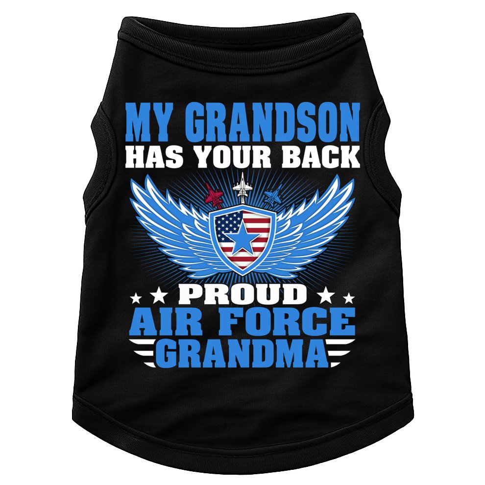 My Grandson Has Your Back Proud Air Force Grandma Military Cool Gift Doggie Tank