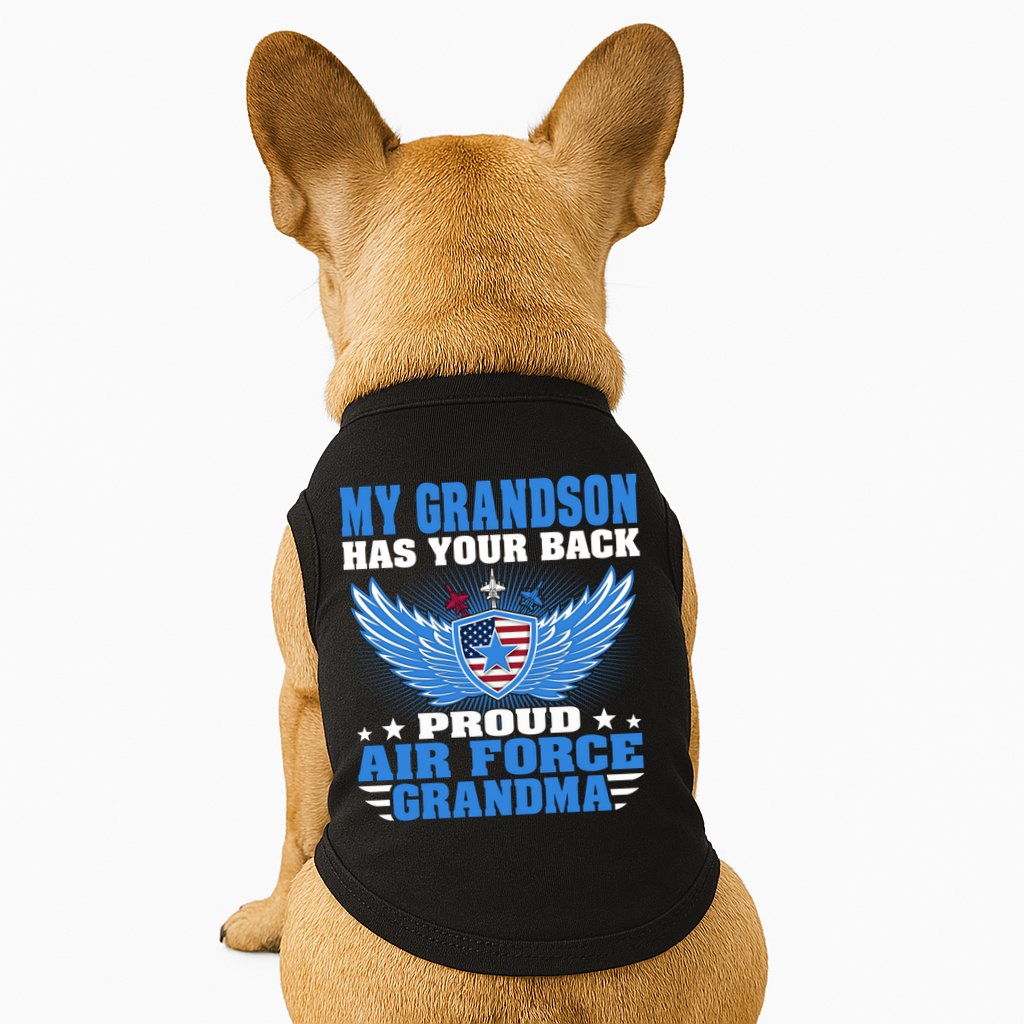 My Grandson Has Your Back Proud Air Force Grandma Military Cool Gift Doggie Tank