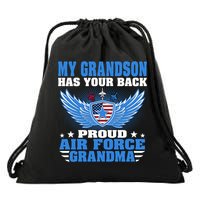 My Grandson Has Your Back Proud Air Force Grandma Military Cool Gift Drawstring Bag