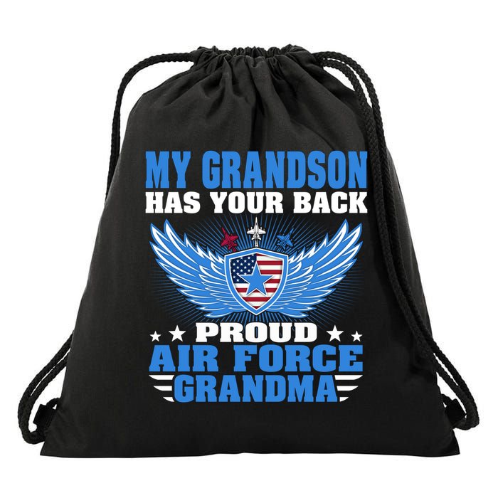 My Grandson Has Your Back Proud Air Force Grandma Military Cool Gift Drawstring Bag
