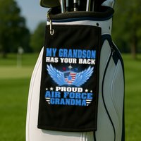 My Grandson Has Your Back Proud Air Force Grandma Military Cool Gift Golf Towel