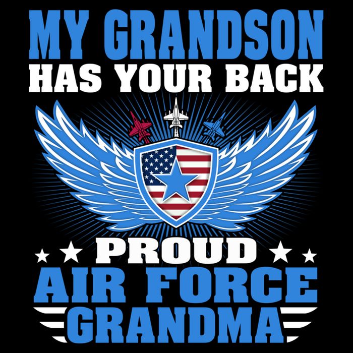 My Grandson Has Your Back Proud Air Force Grandma Military Cool Gift Women's Crop Top Tee