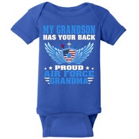 My Grandson Has Your Back Proud Air Force Grandma Military Cool Gift Baby Bodysuit