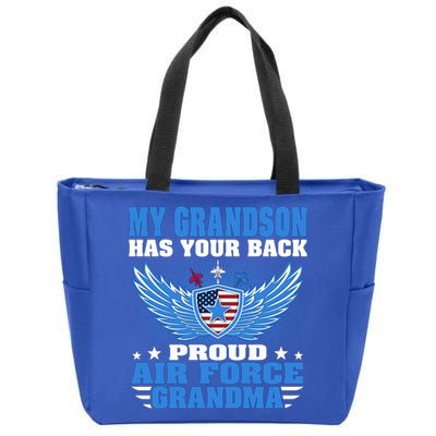 My Grandson Has Your Back Proud Air Force Grandma Military Cool Gift Zip Tote Bag