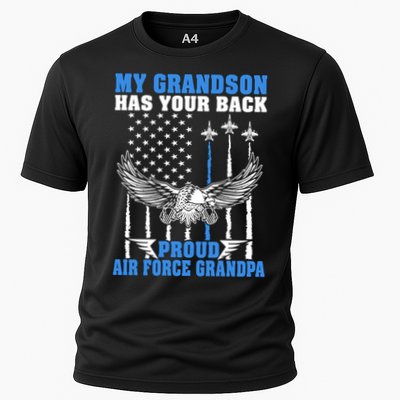 My Grandson Has Your Back Proud Air Force Grandpa Military Gift Cooling Performance Crew T-Shirt