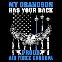 My Grandson Has Your Back Proud Air Force Grandpa Military Gift Drawstring Bag