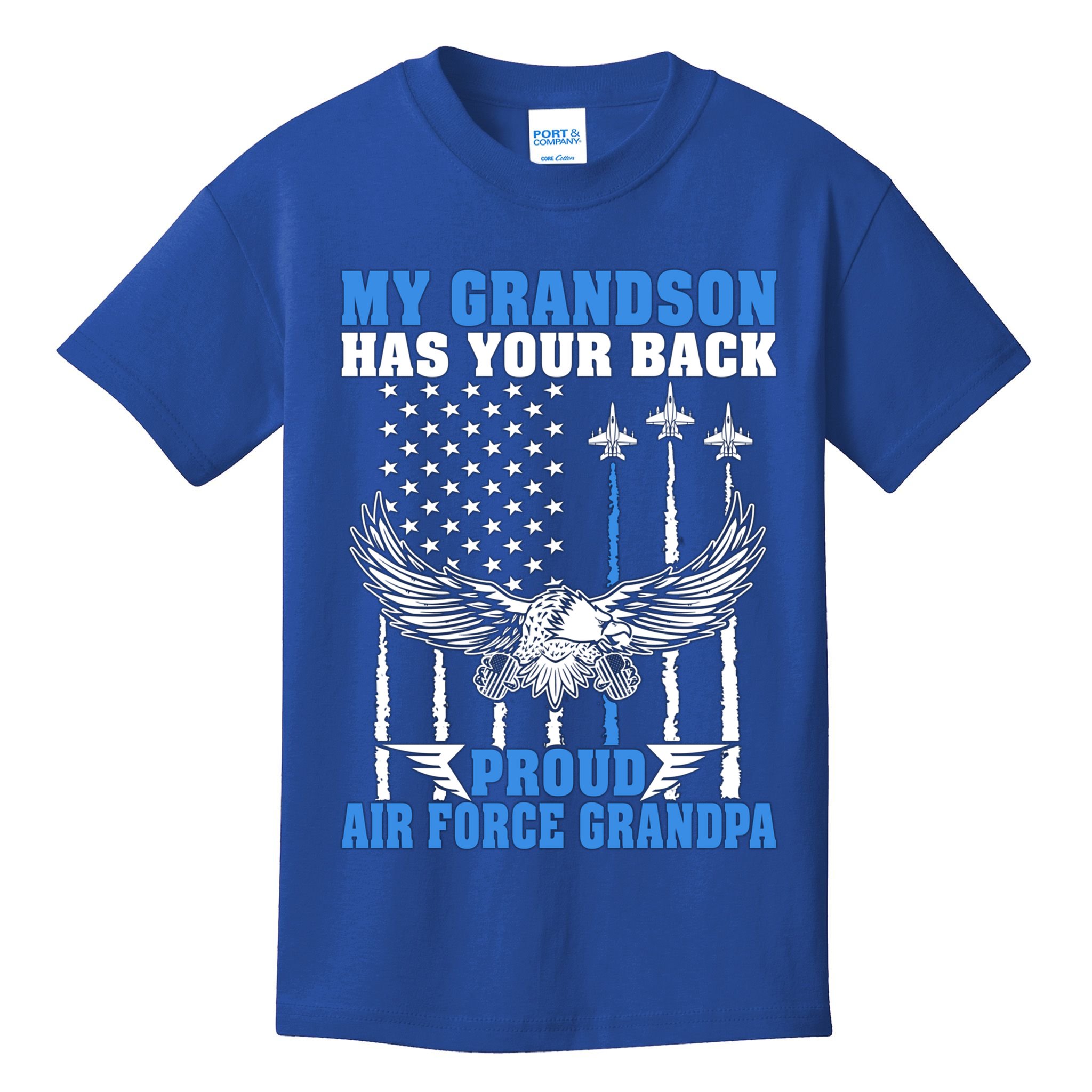 My Grandson Has Your Back Proud Air Force Grandpa Military Gift Kids T-Shirt