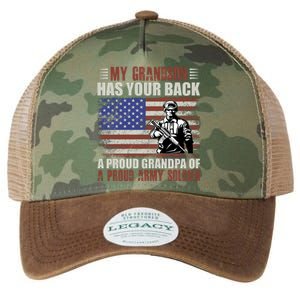 My Grandson Has Your Back, Proud Grandpa Of A Army Soldier Legacy Tie Dye Trucker Hat