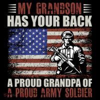 My Grandson Has Your Back, Proud Grandpa Of A Army Soldier Stripe Pom Pom Beanie