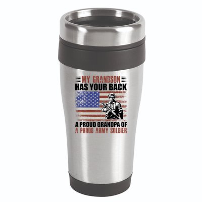 My Grandson Has Your Back, Proud Grandpa Of A Army Soldier 16oz Travel Tumbler