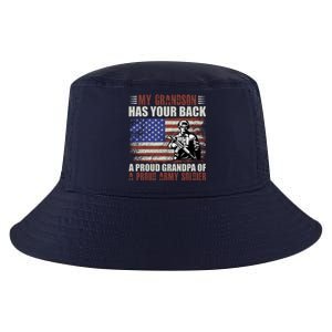 My Grandson Has Your Back, Proud Grandpa Of A Army Soldier Cool Comfort Performance Bucket Hat