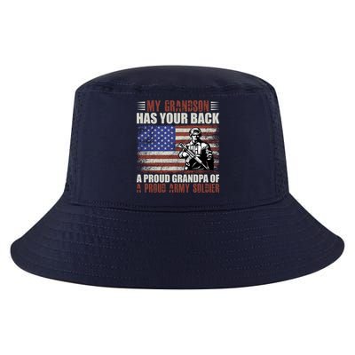 My Grandson Has Your Back, Proud Grandpa Of A Army Soldier Cool Comfort Performance Bucket Hat