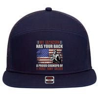 My Grandson Has Your Back, Proud Grandpa Of A Army Soldier 7 Panel Mesh Trucker Snapback Hat