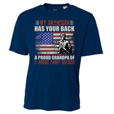 My Grandson Has Your Back, Proud Grandpa Of A Army Soldier Cooling Performance Crew T-Shirt