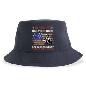 My Grandson Has Your Back, Proud Grandpa Of A Army Soldier Sustainable Bucket Hat