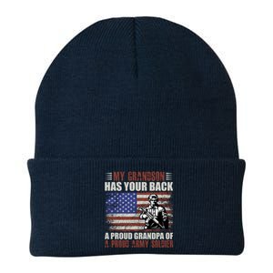 My Grandson Has Your Back, Proud Grandpa Of A Army Soldier Knit Cap Winter Beanie