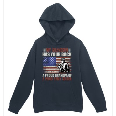 My Grandson Has Your Back, Proud Grandpa Of A Army Soldier Urban Pullover Hoodie