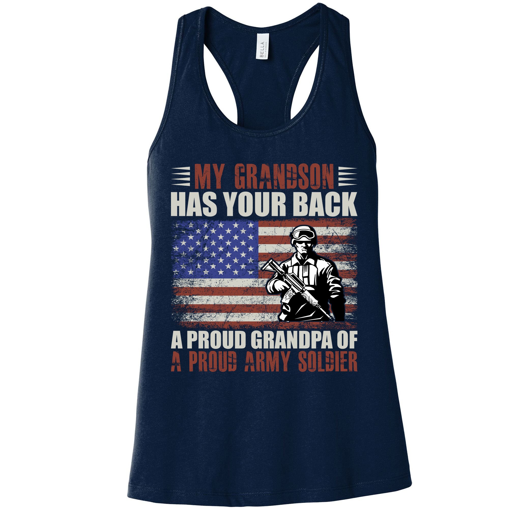 My Grandson Has Your Back, Proud Grandpa Of A Army Soldier Womens Tank Top