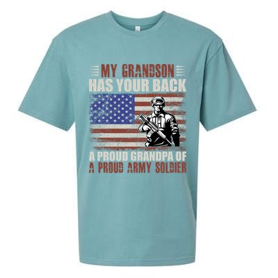 My Grandson Has Your Back, Proud Grandpa Of A Army Soldier Sueded Cloud Jersey T-Shirt