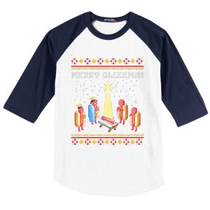 Merry Glizzmas Hot Ugly Christmas Baseball Sleeve Shirt