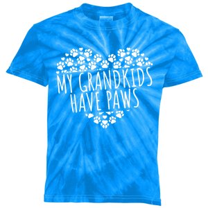 My Grand Have Paws Dog Grandparents Gift Kids Tie-Dye T-Shirt