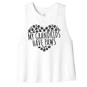 My Grand Have Paws Dog Grandparents Gift Women's Racerback Cropped Tank