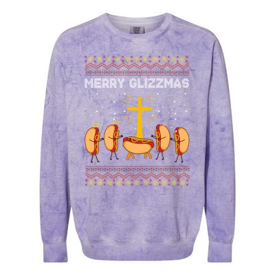 Merry Glizzmas Hot Ugly Christmas Colorblast Crewneck Sweatshirt