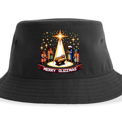 Merry Glizzmas Hot Ugly Christmas Sustainable Bucket Hat