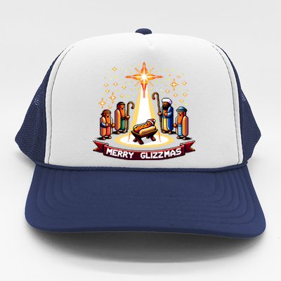 Merry Glizzmas Hot Ugly Christmas Trucker Hat