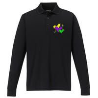 Mardi Gras Hearts Cute Outfit Performance Long Sleeve Polo