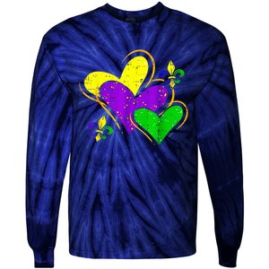 Mardi Gras Hearts Cute Outfit Tie-Dye Long Sleeve Shirt