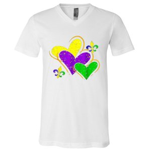 Mardi Gras Hearts Cute Outfit V-Neck T-Shirt