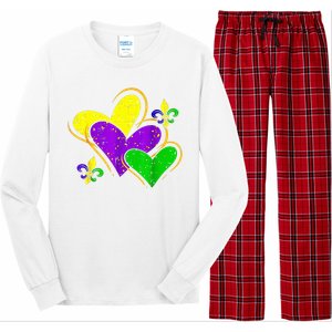 Mardi Gras Hearts Cute Outfit Long Sleeve Pajama Set