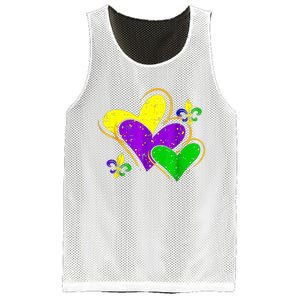 Mardi Gras Hearts Cute Outfit Mesh Reversible Basketball Jersey Tank