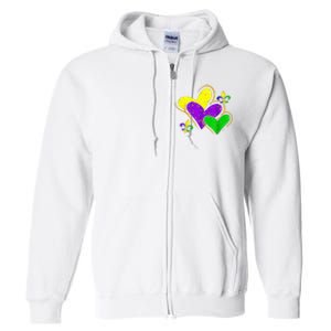 Mardi Gras Hearts Cute Outfit Full Zip Hoodie