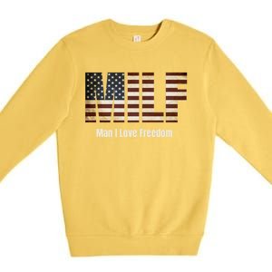 Milf Gift I Love Freedom Gift Usa Gift Premium Crewneck Sweatshirt