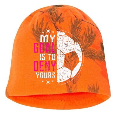 My Goal Is To Deny Yours Soccer Goalie Distressed Tee Kati - Camo Knit Beanie