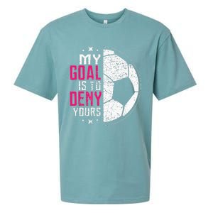 My Goal Is To Deny Yours Soccer Goalie Distressed Tee Sueded Cloud Jersey T-Shirt