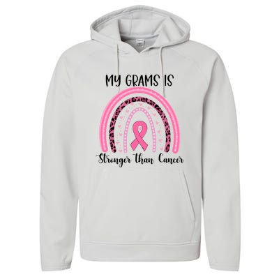 My Grams Is Stronger Than Cancer Breast Cancer Awareness Gift Performance Fleece Hoodie