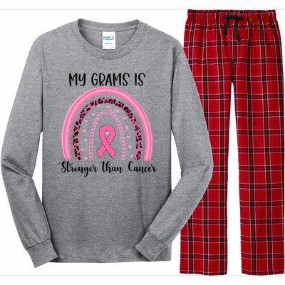 My Grams Is Stronger Than Cancer Breast Cancer Awareness Gift Long Sleeve Pajama Set