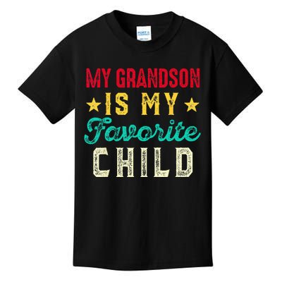 My Grandson Is My Favorite Child Funny Grandpa Grandma Kids T-Shirt