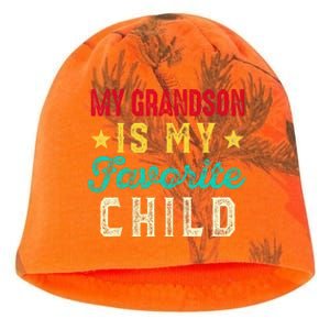 My Grandson Is My Favorite Child Funny Grandpa Grandma Kati - Camo Knit Beanie