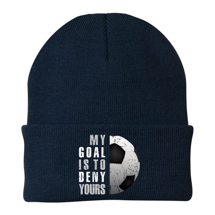 My Goal Is To Deny Yours Soccer Goalie Hoodie Christmas Gift Knit Cap Winter Beanie