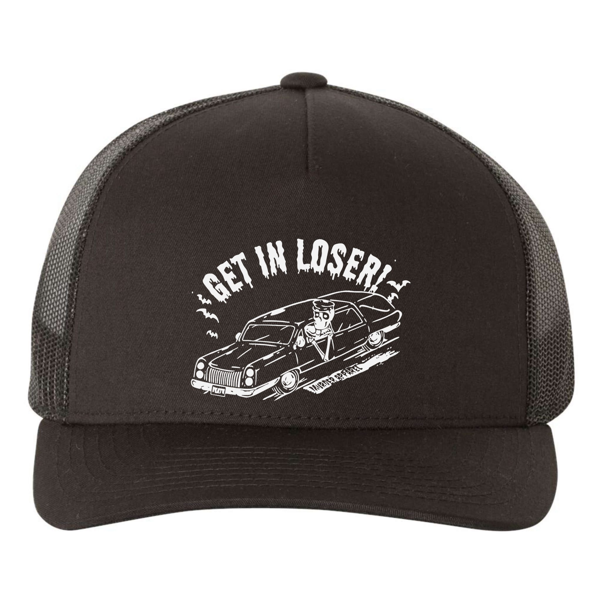 Murderapparel Get In Loser Death Yupoong Adult 5-Panel Trucker Hat